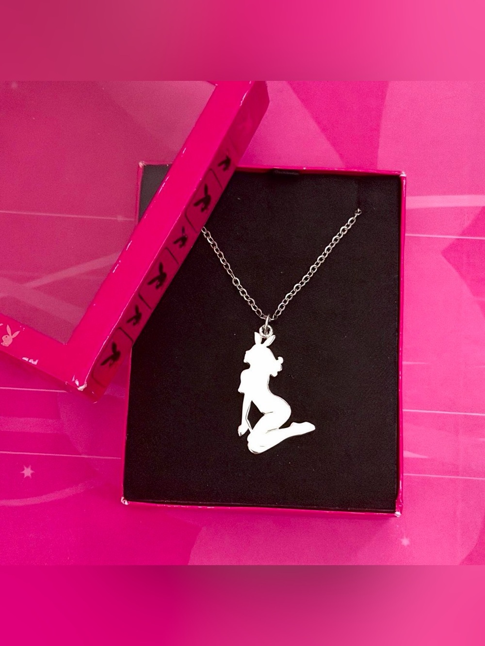 Playboy Y2K bunny ears girl necklace NWT